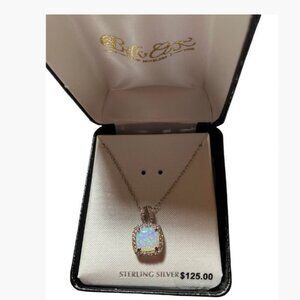 Belk Company Opal Pendant with Sterling Silver Chain 8mm Cushion Cut CTW .6  NWT